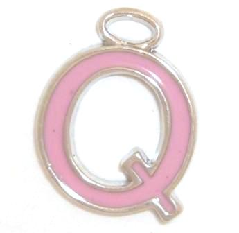 16mm Q pink enamel charm