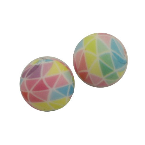 15 MM ROUND SILICONE BEADS LARGE RAINBOW TRIANGLES- 2 PCS