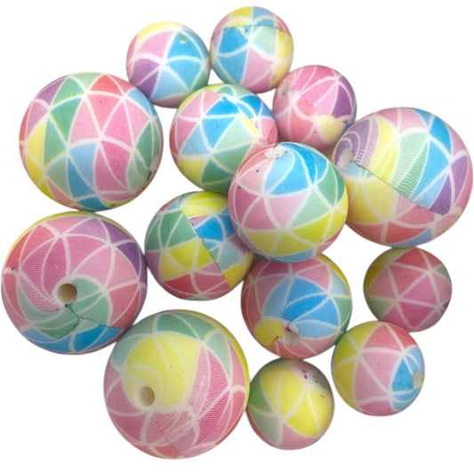 SILICONE BEADS - RAINBOW PATTERN