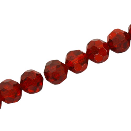 10 MM FACETED ROUND BEADS APPROX 34/PCS - CRYSTAL METALLIC RED