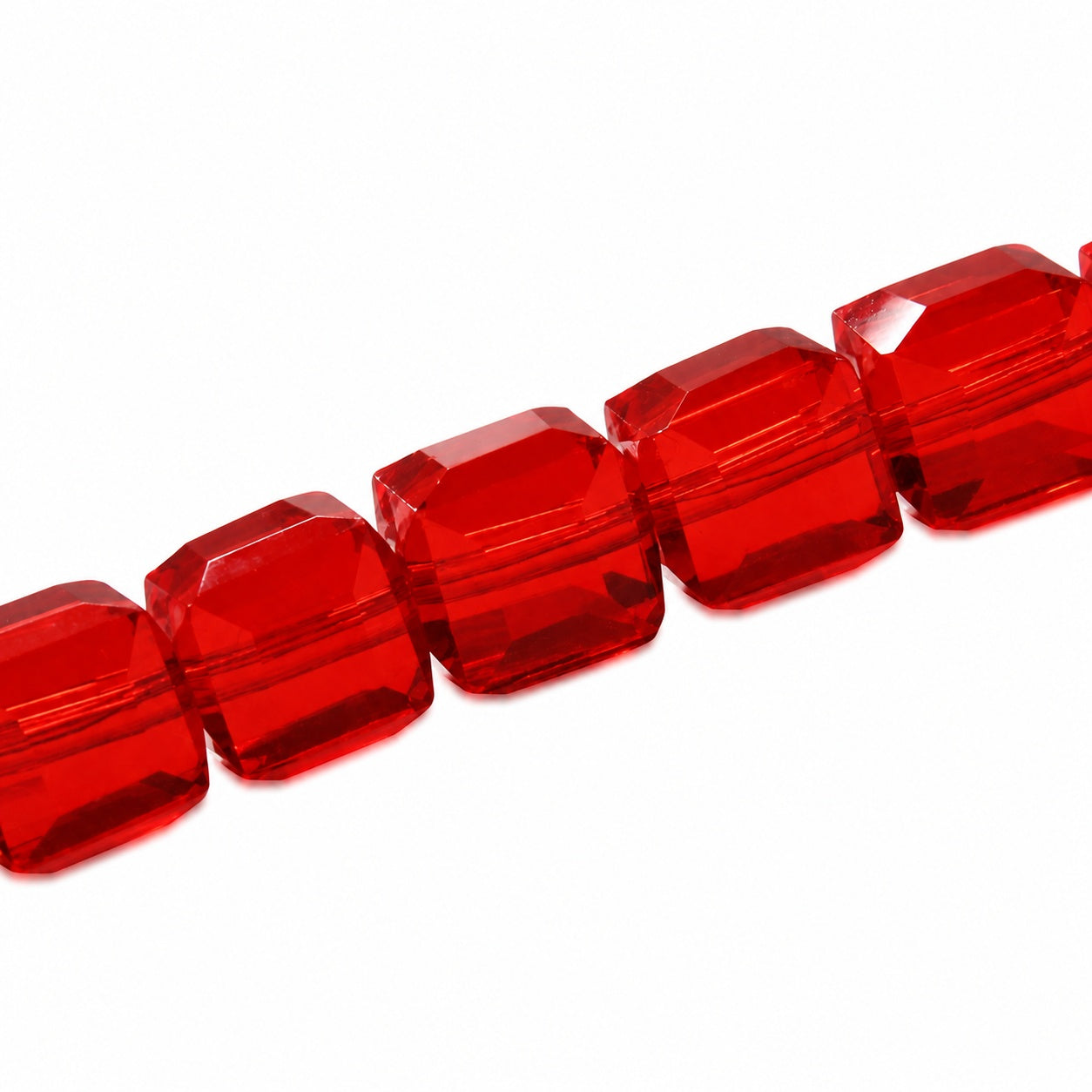 10 MM CUBE BEADS APPROX 80 PCS / RED
