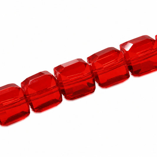 10 MM CUBE BEADS APPROX 80 PCS / RED