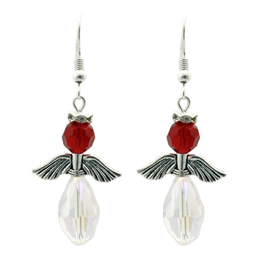 ANGEL EARRINGS KIT RED CLEAR / SILVER