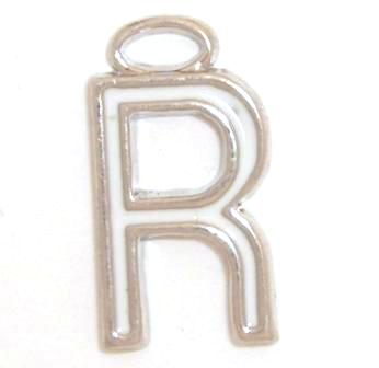 16mm R white enamel charm