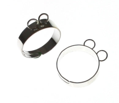 silver 2 loop ring - 2 pcs