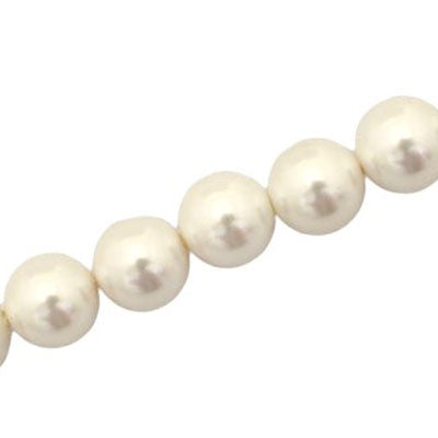 14 MM ROUND WHITE SHELL BEADS - 28 PCS