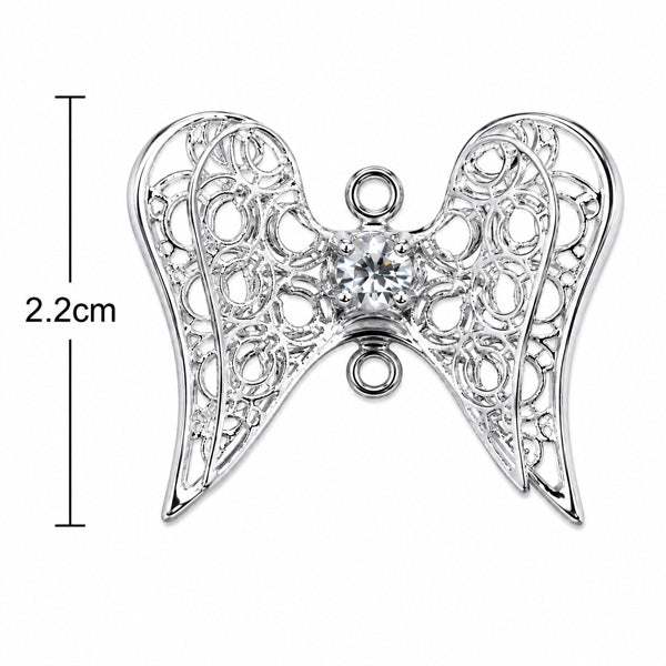 3D 22mm Silver Filigree Angel Wings Connector – 2pc