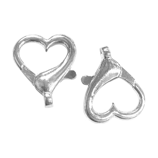 26 X 22 MM SILVER HEART CLASPS - 5 PCS