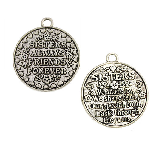 sister charm 38 mm silver - 2 pcs