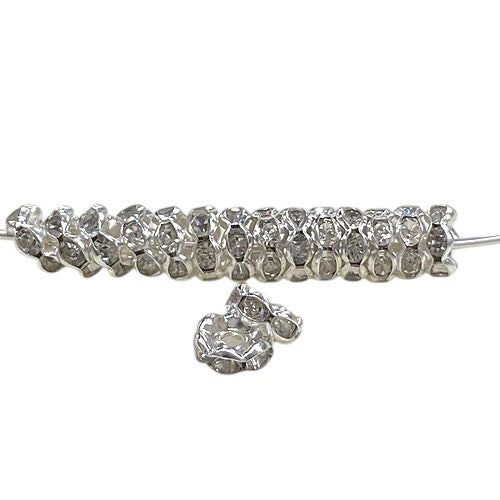 6MM RHINESTONE RONDELLE SPACER CLEAR - 38 PCS