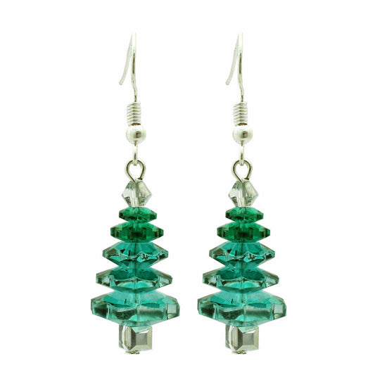 CHRISTMAS TREE EARRINGS KIT - TEAL SILVER