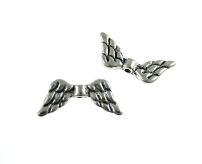 angel wings 14 mm silver  - 28 pcs