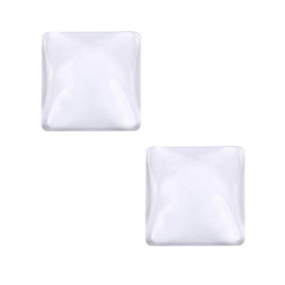 20 MM CLEAR GLASS SQUARE CABOCHONS - 15 PCS