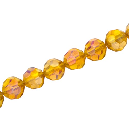 10 MM FACETED ROUND BEADS APPROX 72/PCS - AMBER AB