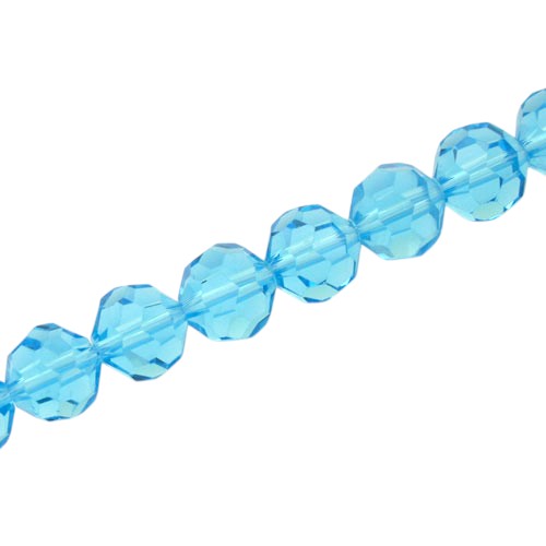 10 MM FACETED ROUND BEADS APPROX 72/PCS - AQUA