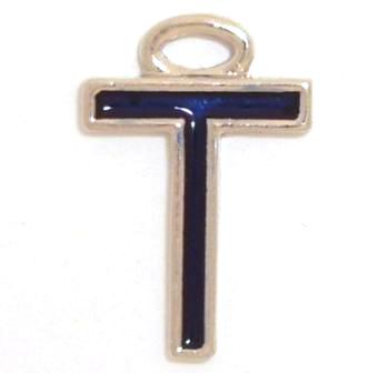 16mm T black enamel charm