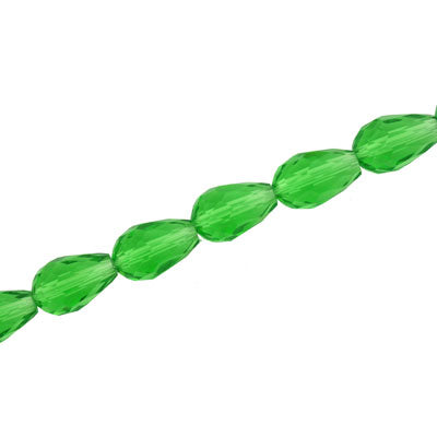 12 X 8 MM CRYSTAL TEARDROP BEADS GREEN - APPROX 60 PCS