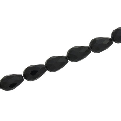 12 X 8 MM CRYSTAL TEARDROP BEADS JET - APPROX 60 PCS