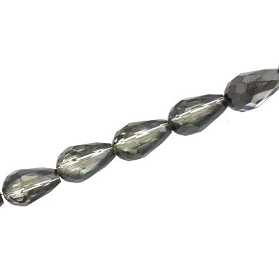 15 x 10 MM CRYSTAL TEARDROP BEADS METALLIC CRYSTAL BLACK DIAMOND - APPROX 50 PCS