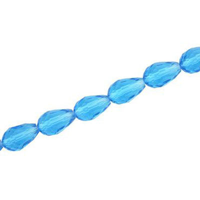 12 X 8 MM CRYSTAL TEARDROP BEADS AQUA - APPROX 60 PCS