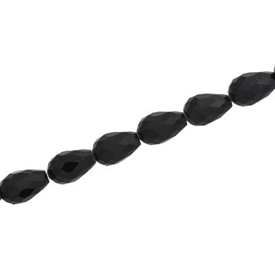 8 X 6 MM CRYSTAL TEARDROP BEADS JET - APPROX 72 PCS