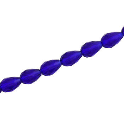 8 X 6 MM CRYSTAL TEARDROP BEADS ROYAL BLUE - APPROX 72 PCS