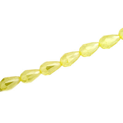 8 X 6 MM CRYSTAL TEARDROP BEADS BRIGHT YELLOW - APPROX 72 PCS