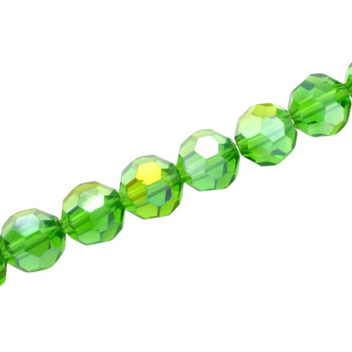 10 MM FACETED ROUND BEADS APPROX 72/PCS - GREEN AB