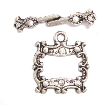 18 mm silver diamonte set toggle 1 set