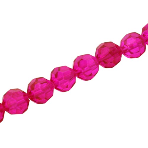 10 MM FACETED ROUND BEADS APPROX 72/PCS - HOT PINK