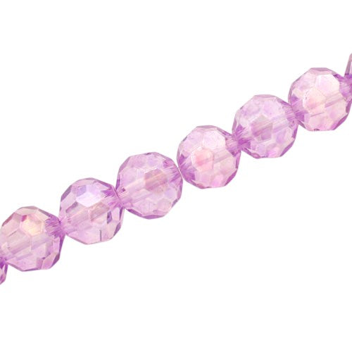 10 MM FACETED ROUND BEADS APPROX 72/PCS - LIGHT PURPLE AB