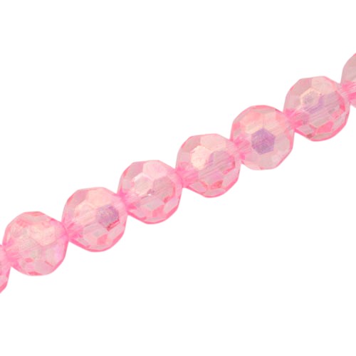 10 MM FACETED ROUND BEADS APPROX 72/PCS - PINK