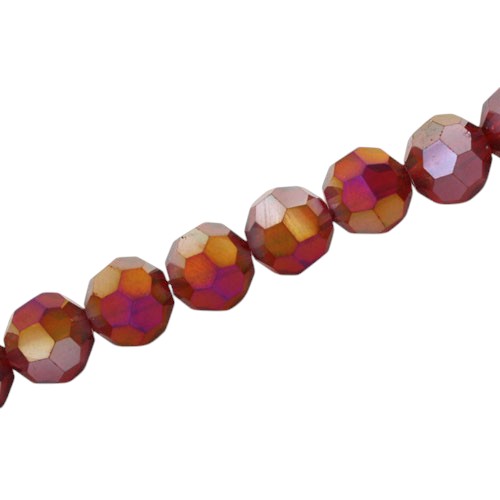 10 MM FACETED ROUND BEADS APPROX 72/PCS - DARK RED AB