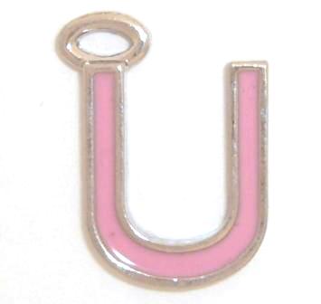 16mm U pink enamel charm