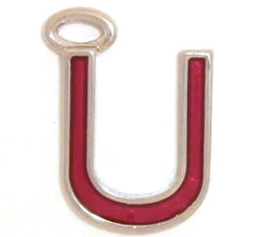 16mm U red enamel charm