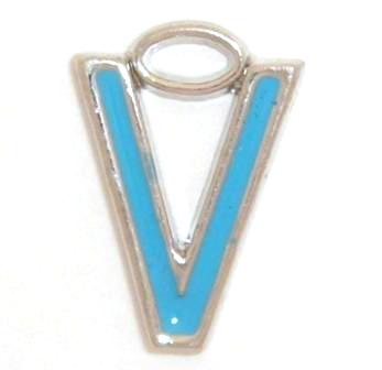 16mm V blue enamel charm