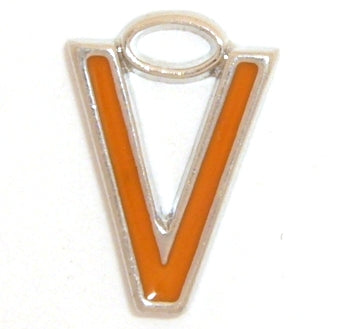 16mm V orange enamel charm