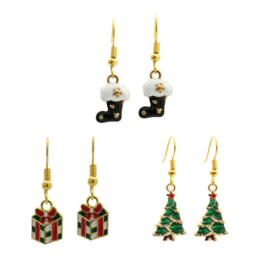 CHRISTMAS ENAMEL EARRINGS KIT - 3 PAIRS