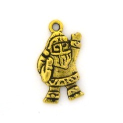 santa charm 20 mm gold - 12 pcs