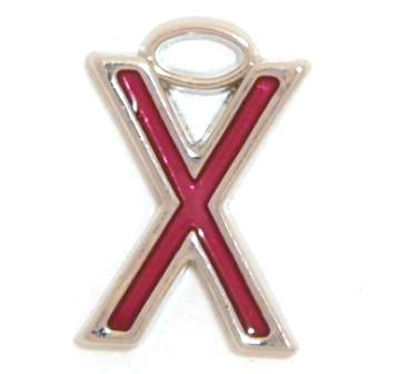 16mm X red enamel charm