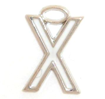 16mm X white enamel charm