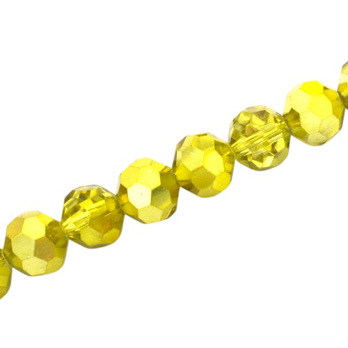 10 MM FACETED ROUND BEADS APPROX 34/PCS - CRYSTAL METALLIC YELLOW