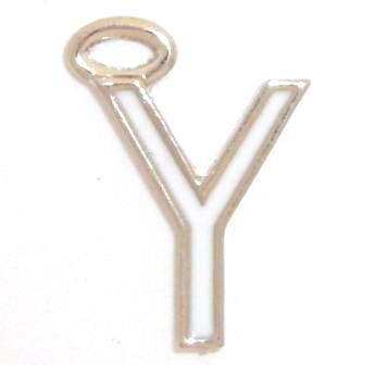 16mm y white enamel charm